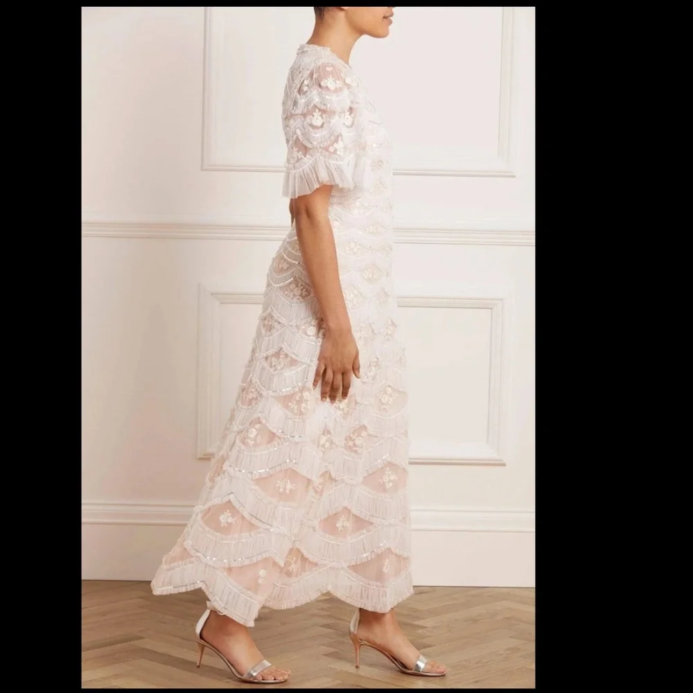 NEEDLE & THREAD WOMENS LUNETTE BLOSSOM ANKLE LENGTH GOWN DRESS SEQUIN TULLE 4 - Picture 6 of 15